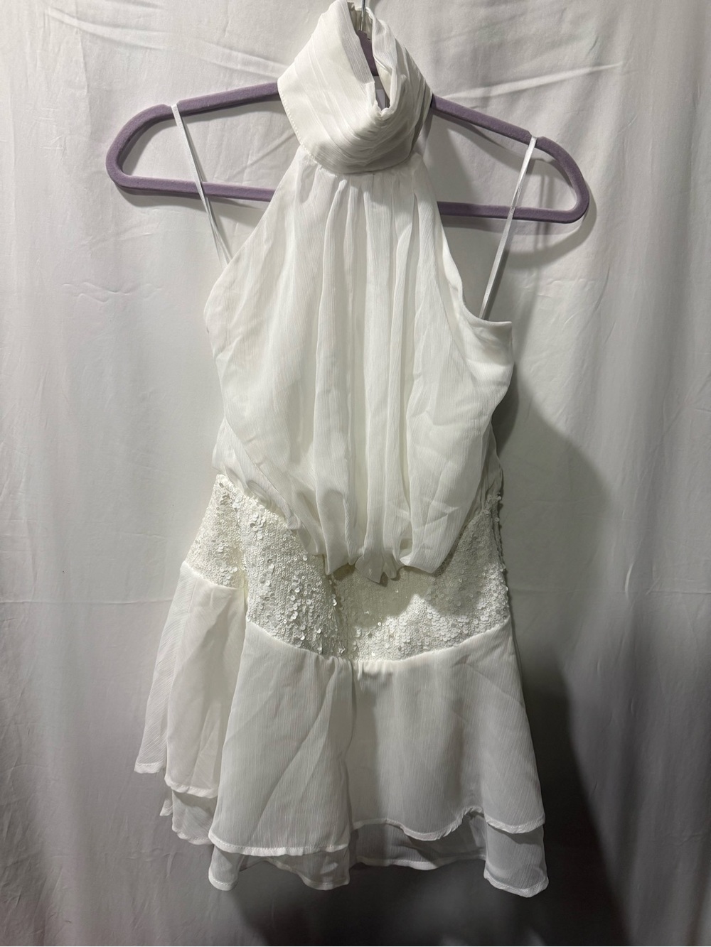 Princess Polly White Halter Chiffon Babydoll Slip Dress